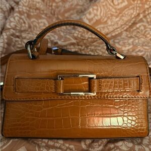 Zara Tan Croc-Embossed Mini Bag